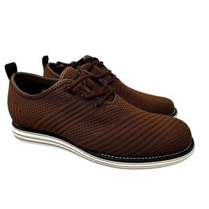 Vance Co. Novak Knit Dress Shoe Mens 8.5 Perforated Lace Up Round Toe Brown NEW